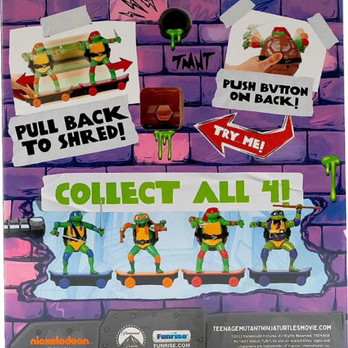 Figura Tortugas Ninja Pull Back Movimiento Mutantes Original 24