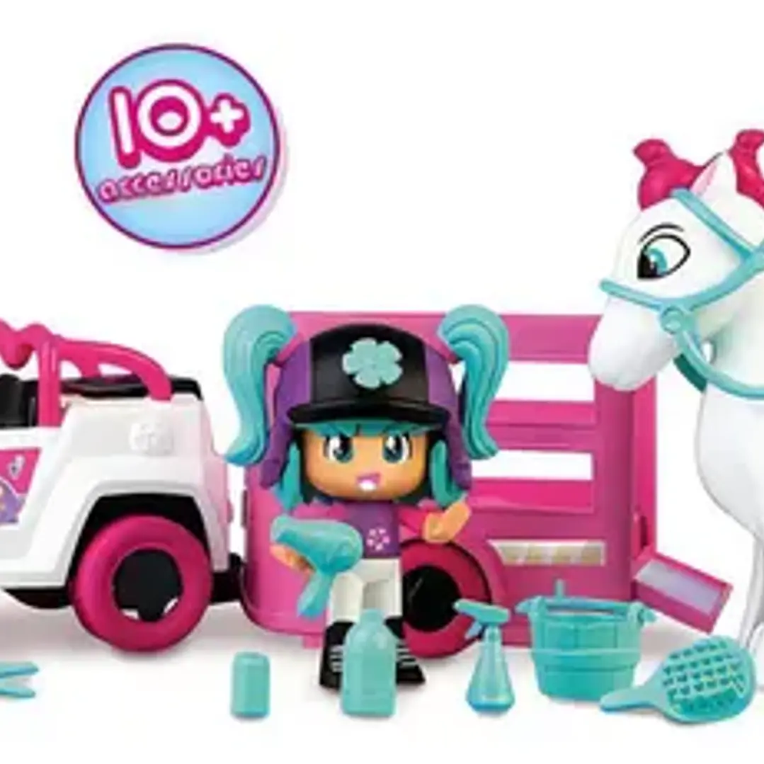 Muñeca Pinypon Let's Go! Coche Y Caballo Con Accesorios 7cm 3