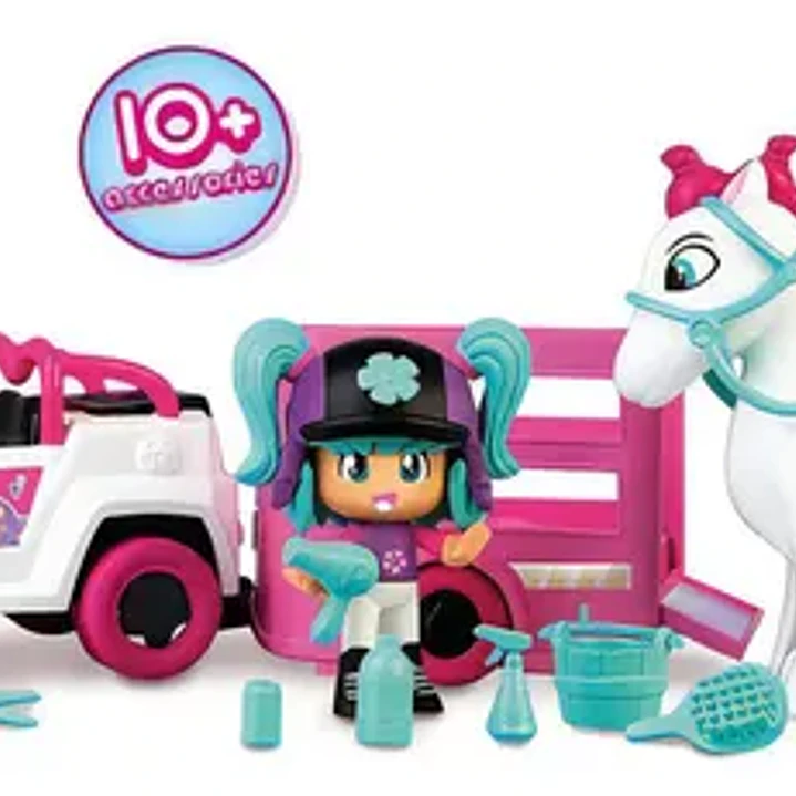 Muñeca Pinypon Let's Go! Coche Y Caballo Con Accesorios 7cm 3