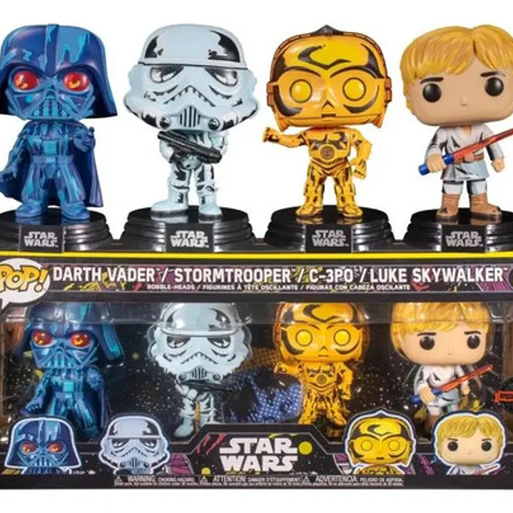 Funko Pop Star Wars Retro Serie Pack X4 Original 1