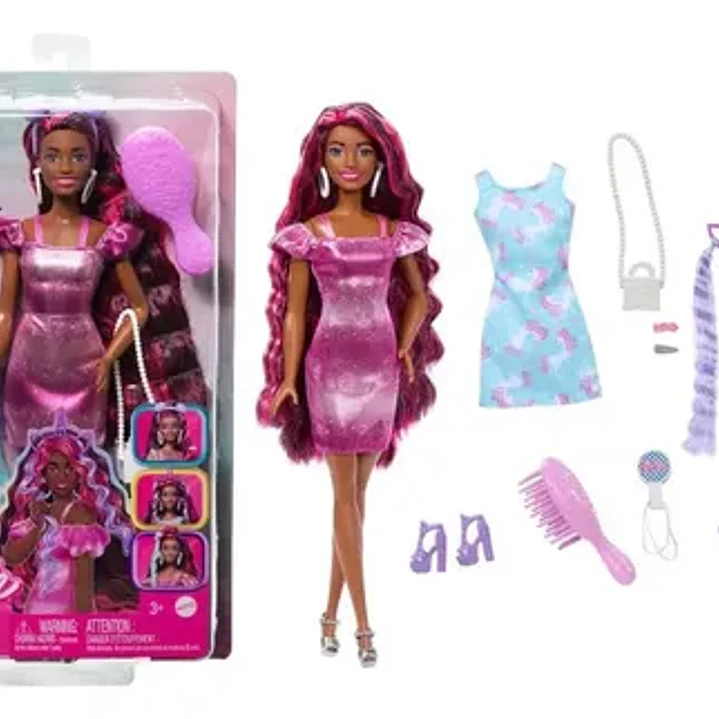 Barbie Totally Muñeca Cabello Arcoíris Extra Largo Ondulado Hkt99 1