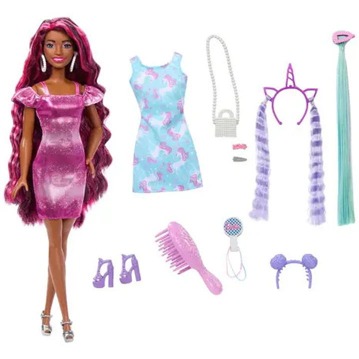 Barbie Totally Muñeca Cabello Arcoíris Extra Largo Ondulado Hkt99 2