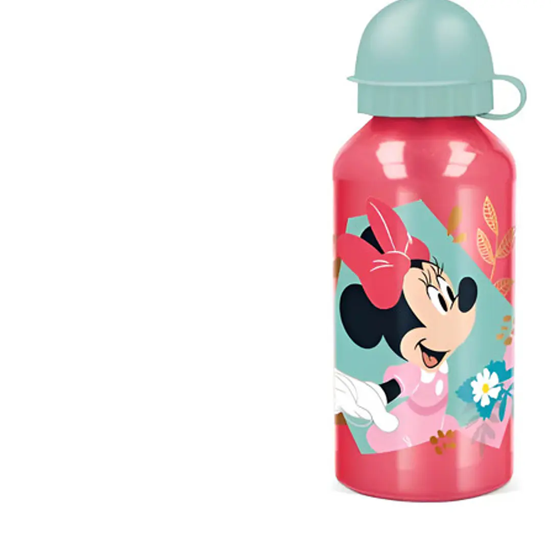 Botella Térmica Minnie Mouse Aluminio 400ml Stor Rosa Antigoteo Rosa Metalizado 1