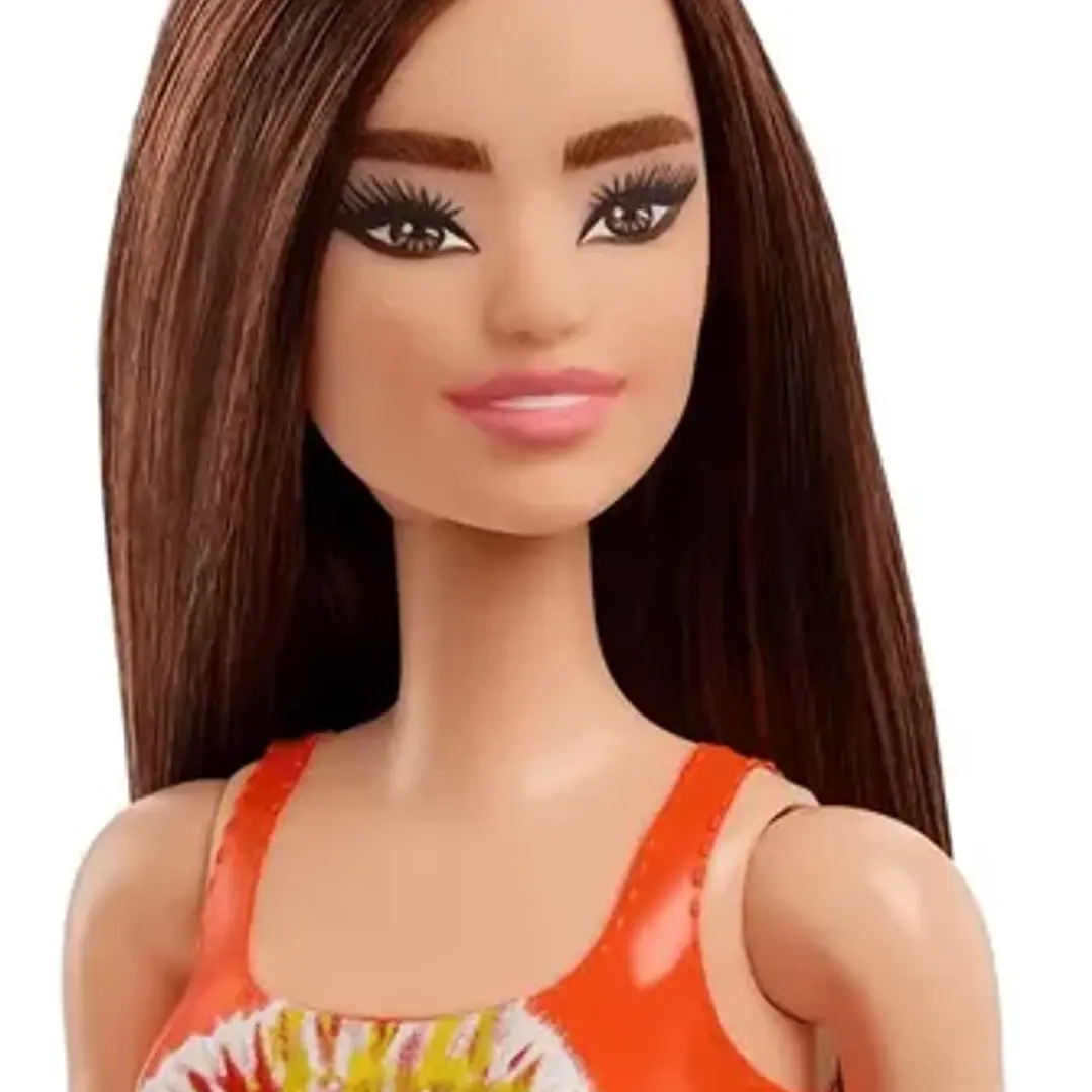 Juguete Muñeca 30cm Barbie Playa Malla Naranja Mattel 2