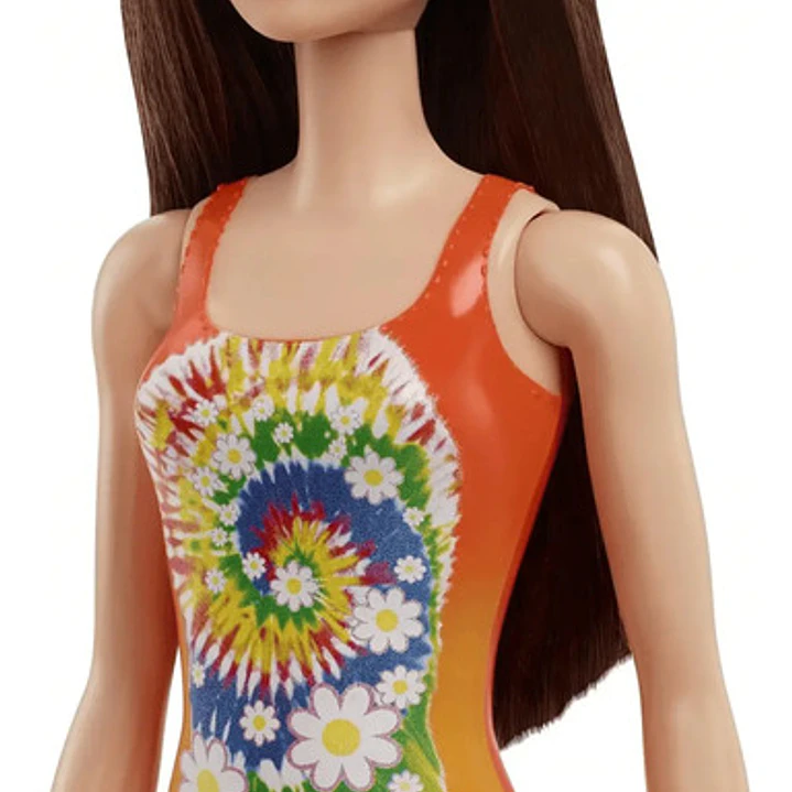 Juguete Muñeca 30cm Barbie Playa Malla Naranja Mattel 4