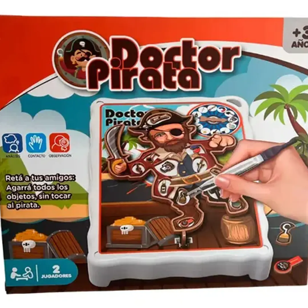 Juego De Mesa Clasico Operando Al Doctor Pirata Con Pinzas 3