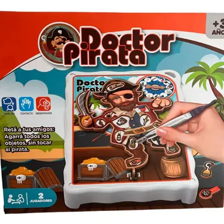 Juego De Mesa Clasico Operando Al Doctor Pirata Con Pinzas 3