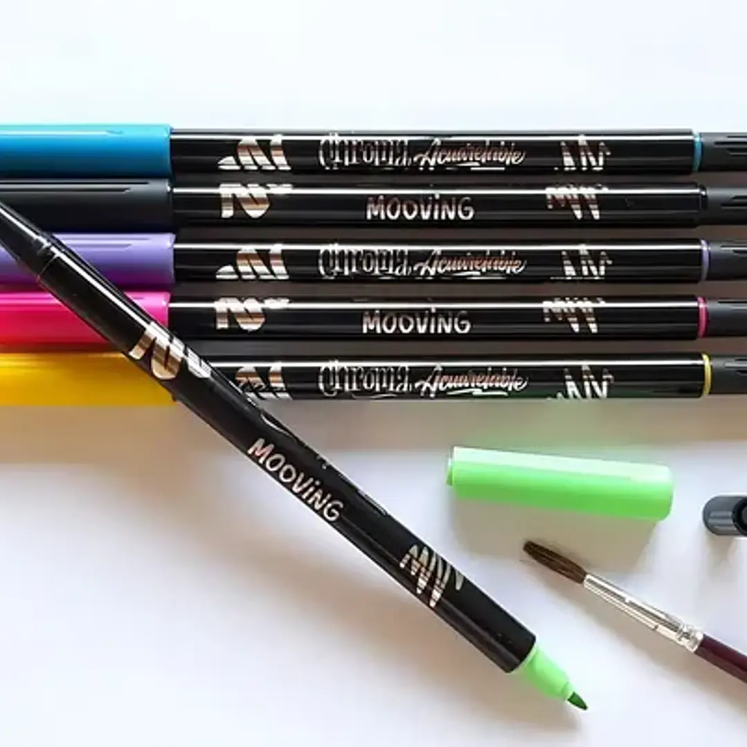 Marcadores Doble Punta Mooving Chroma Acuarelables X 6 Colores Surtidas 2