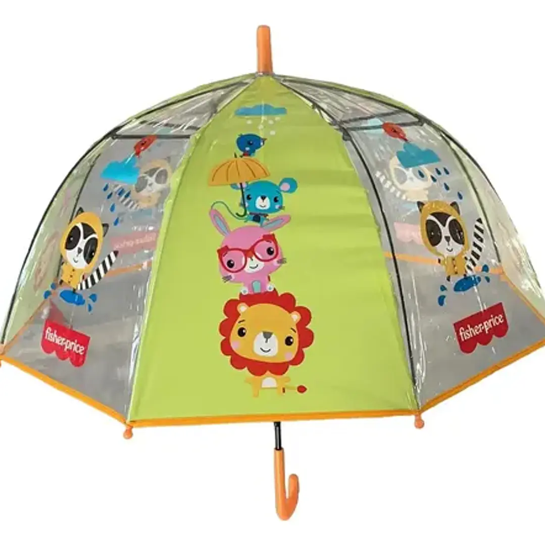 Paraguas Infantil Fisher Price Wabro 20127 Color Verde Claro Diseño De La Tela Animalitos 1