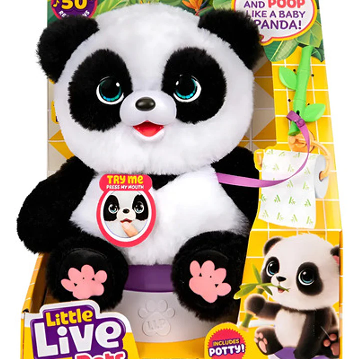 Peluche Panda Mediano Blanco Little Live Pets Hipoalergénico Con Sonidos 2