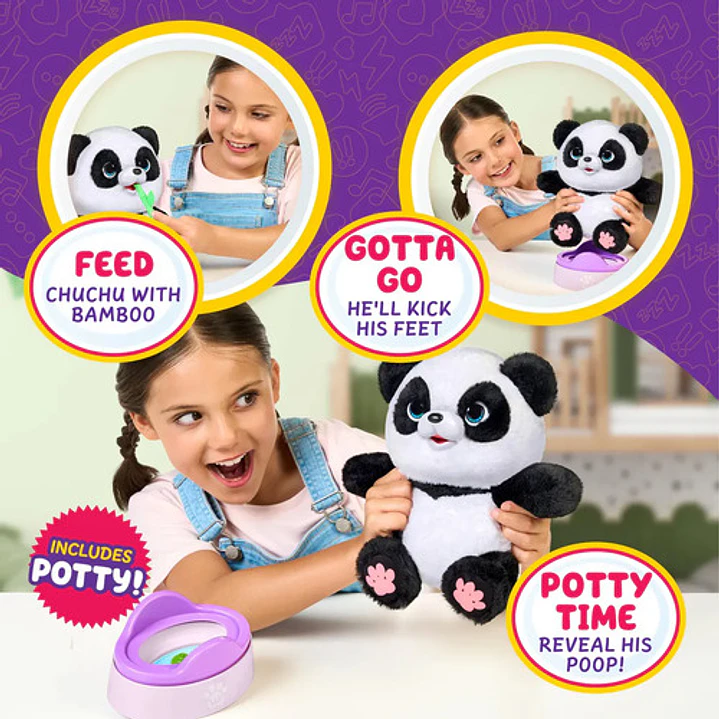 Peluche Panda Mediano Blanco Little Live Pets Hipoalergénico Con Sonidos 7
