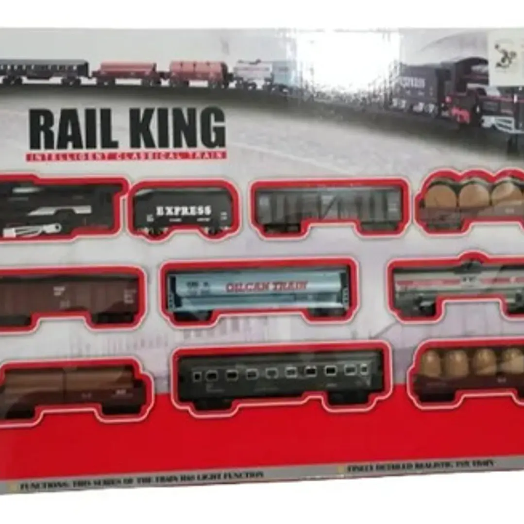 Tren A Escala Rail King Clásico Con 9 Vagones Y Vías 1