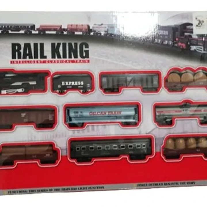 Tren A Escala Rail King Clásico Con 9 Vagones Y Vías 1