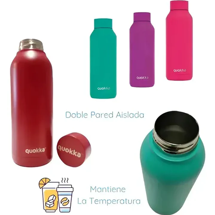 Botella Termica Acero Inoxidable Lisa 630ml + Correa Quokka Color Rojo 6
