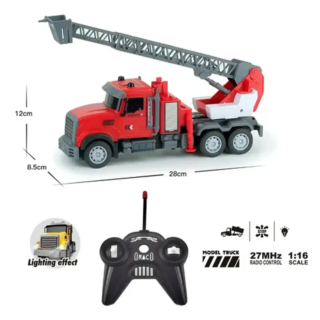 Bombero Camion Radio Control Con Grua R/c Luz Rescate Truck 4