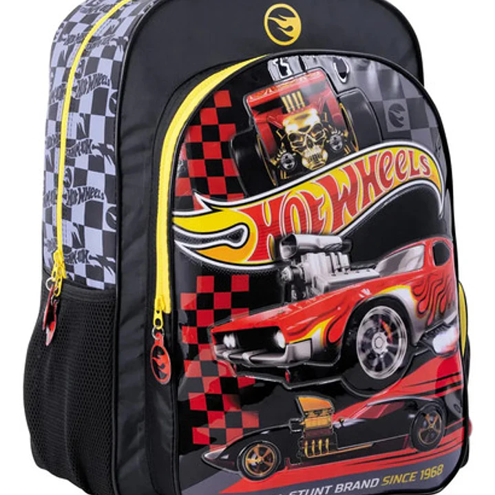 Mochila Hot Wheels Wabro Red Cars 18 Pulgadas Espalda Color Amarillo 1