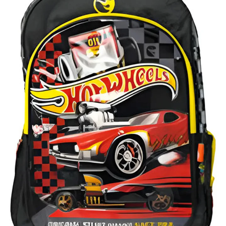Mochila Hot Wheels Wabro Red Cars 18 Pulgadas Espalda Color Amarillo 2
