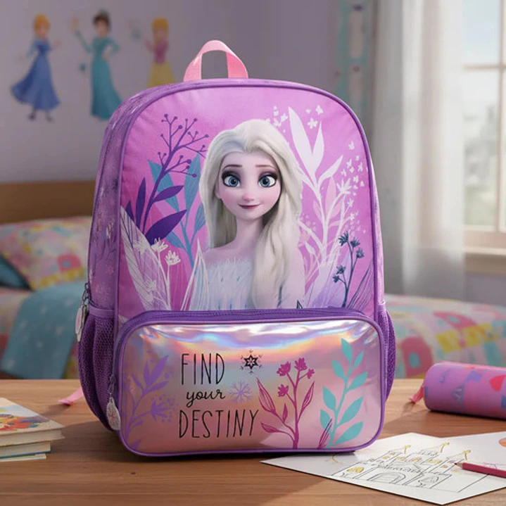 Frozen Mochila 43cm Espalda Destiny Color Violeta Geométrico 1