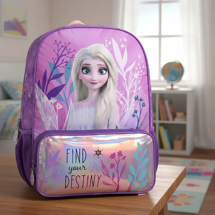 Frozen Mochila 43cm Espalda Destiny Color Violeta Geométrico 4