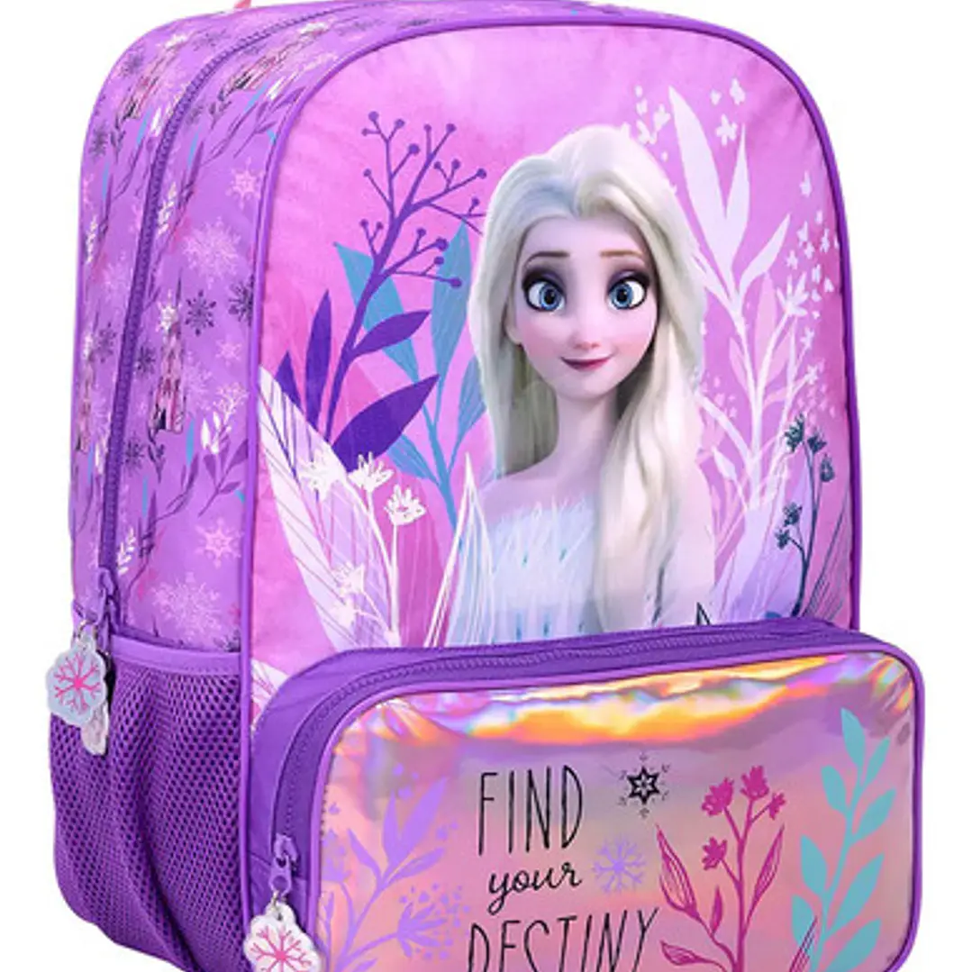Frozen Mochila 43cm Espalda Destiny Color Violeta Geométrico 5