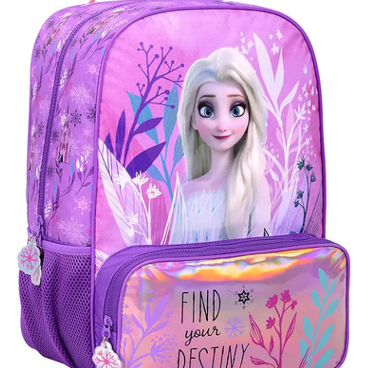 Frozen Mochila 43cm Espalda Destiny Color Violeta Geométrico 5