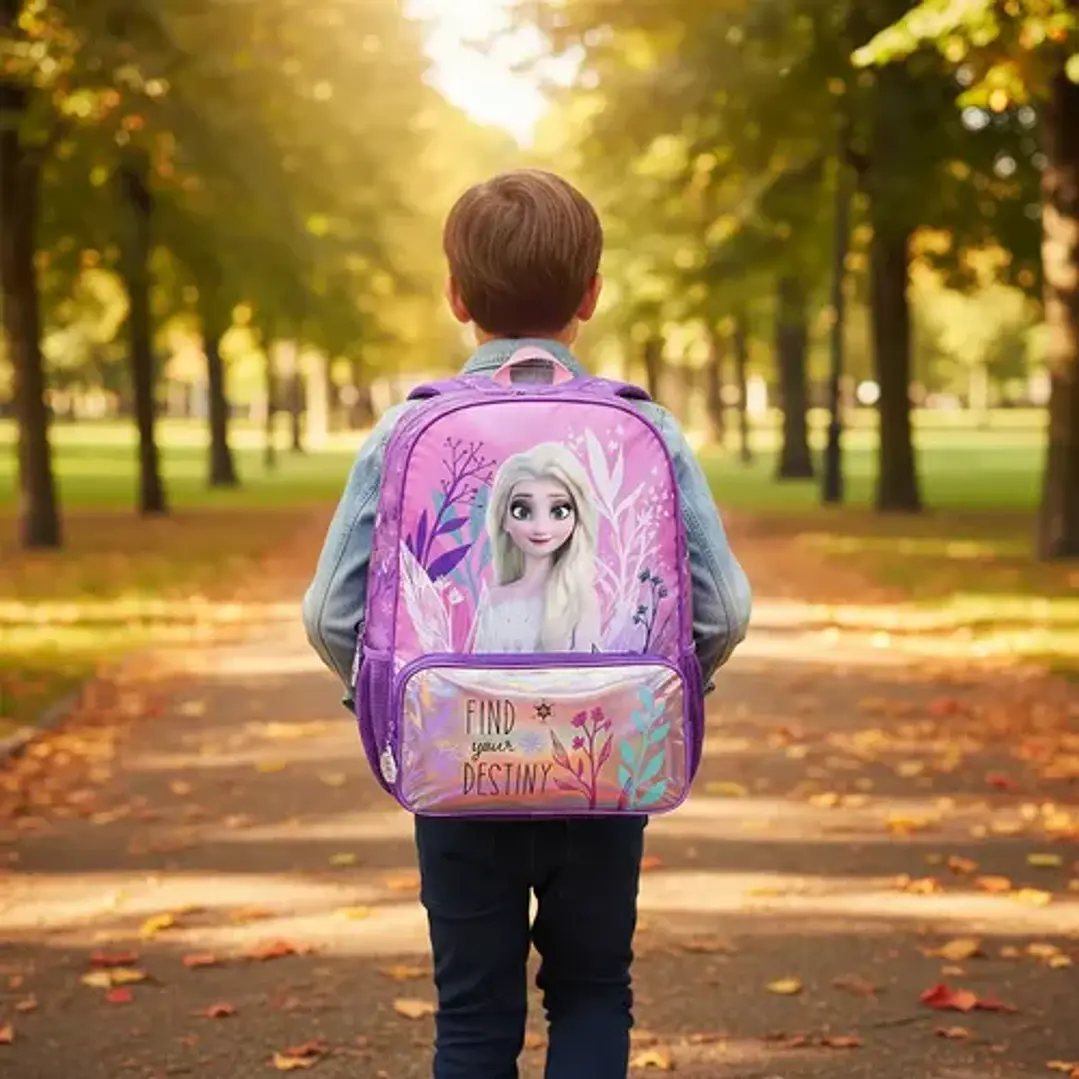 Frozen Mochila 43cm Espalda Destiny Color Violeta Geométrico 6
