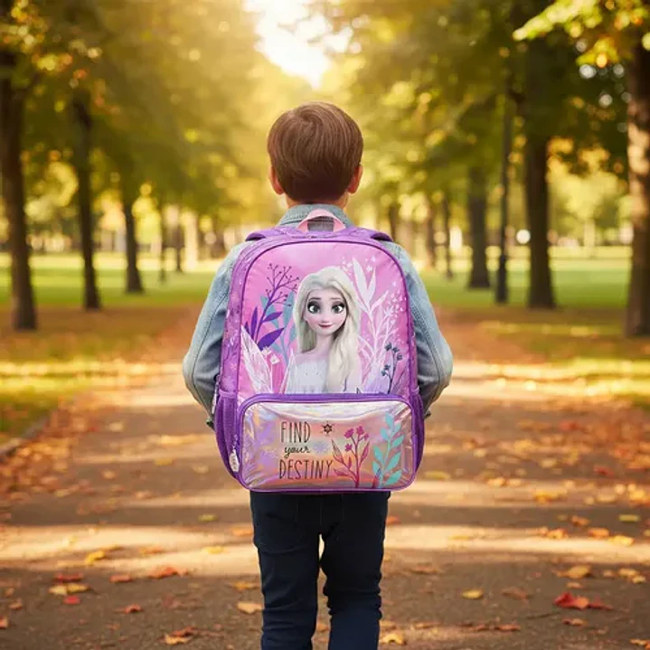 Frozen Mochila 43cm Espalda Destiny Color Violeta Geométrico 6