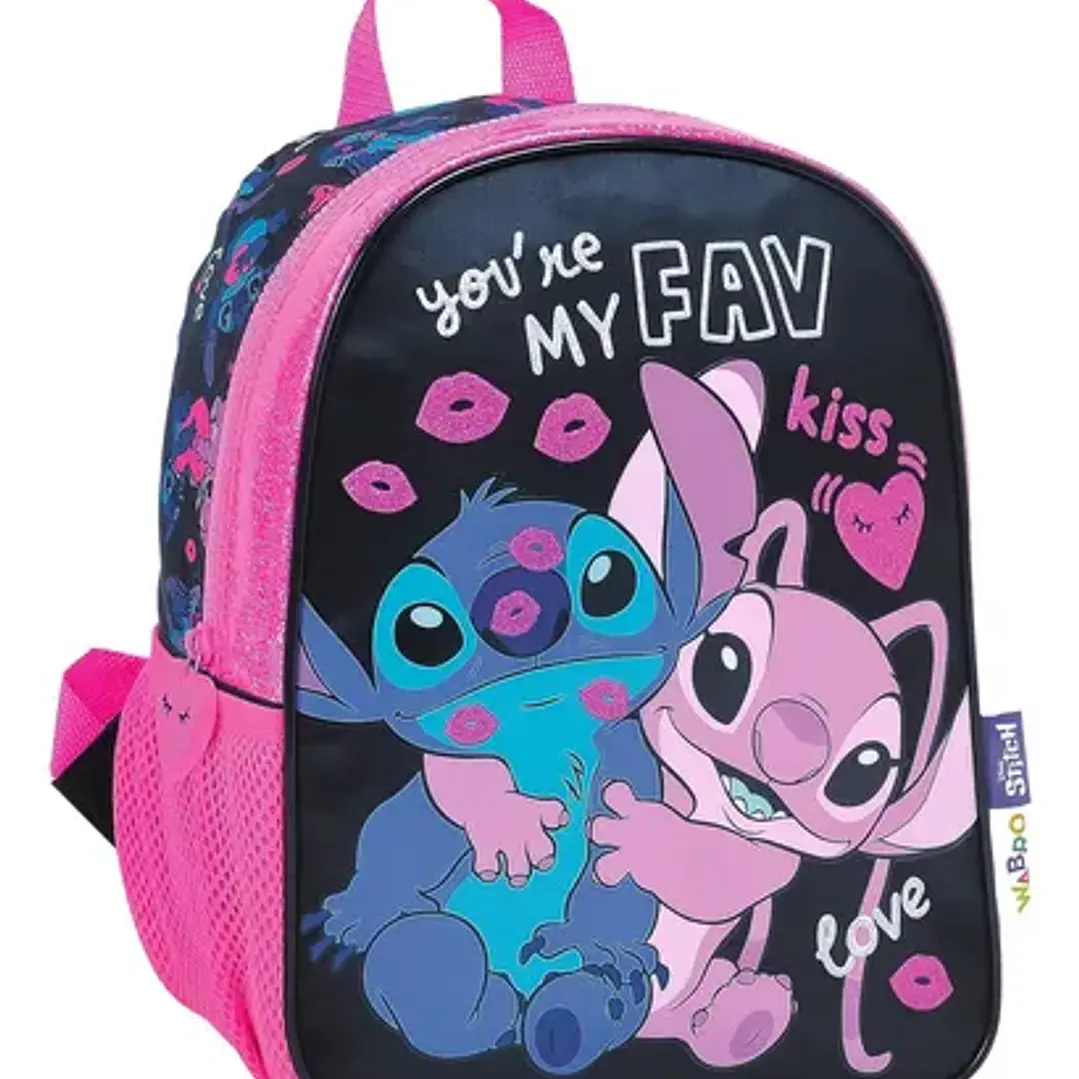 Mochila Infantil Stitch Disney Jardin Niños Negro Personajes 1