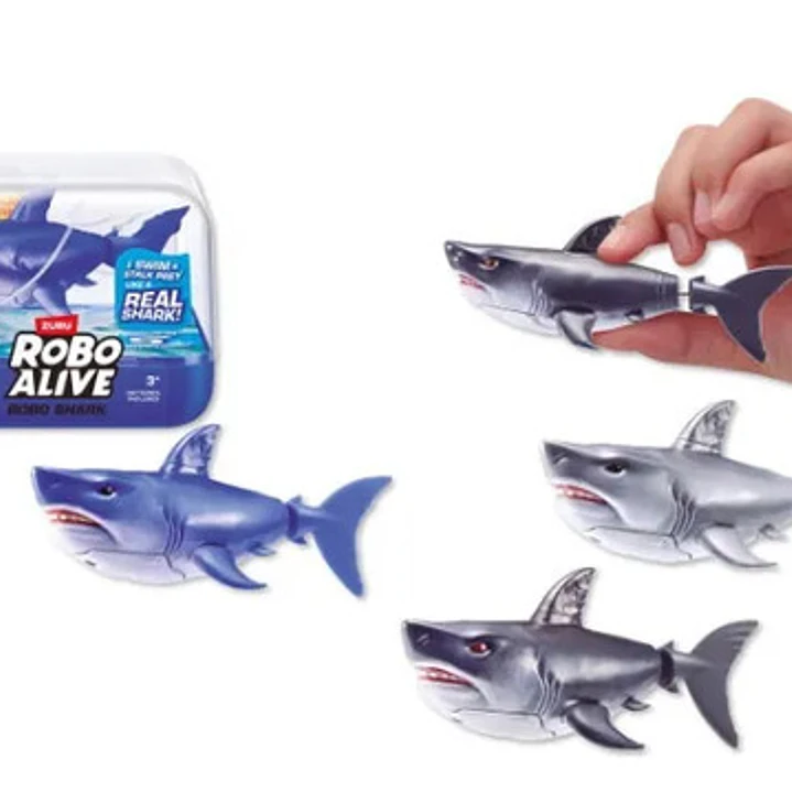 Robot Shark Tiburon Realista Nadador 11cm Robo Alive Zuru Tiburón Negro Gris 3