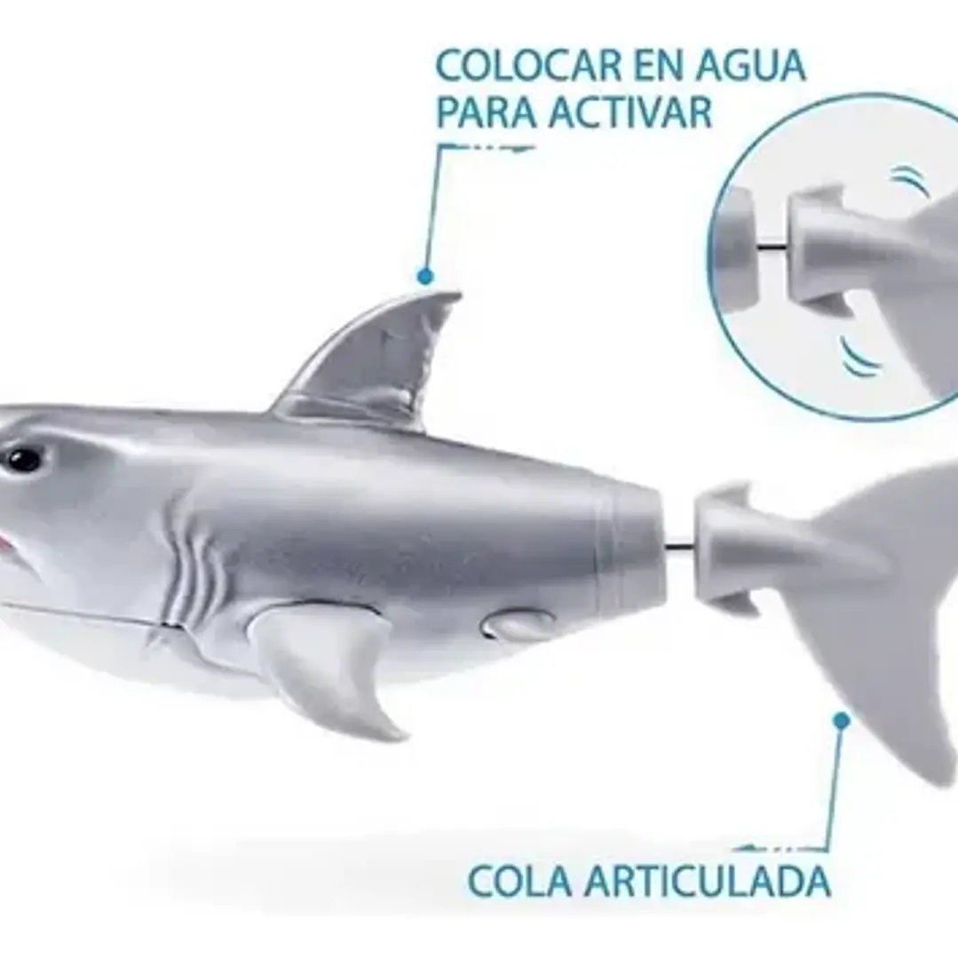 Robot Shark Tiburon Realista Nadador 11cm Robo Alive Zuru Tiburón Negro Gris 4