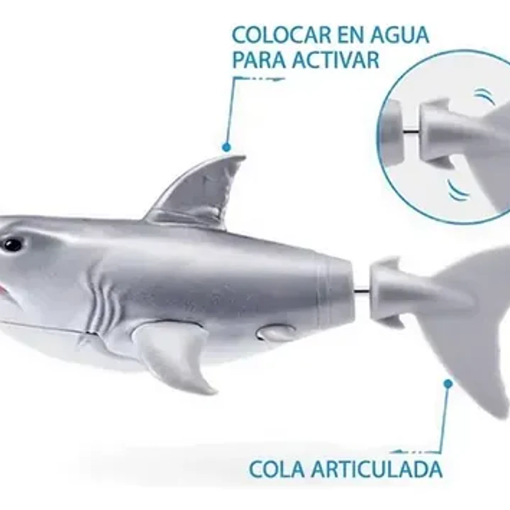 Robot Shark Tiburon Realista Nadador 11cm Robo Alive Zuru Tiburón Negro Gris 4