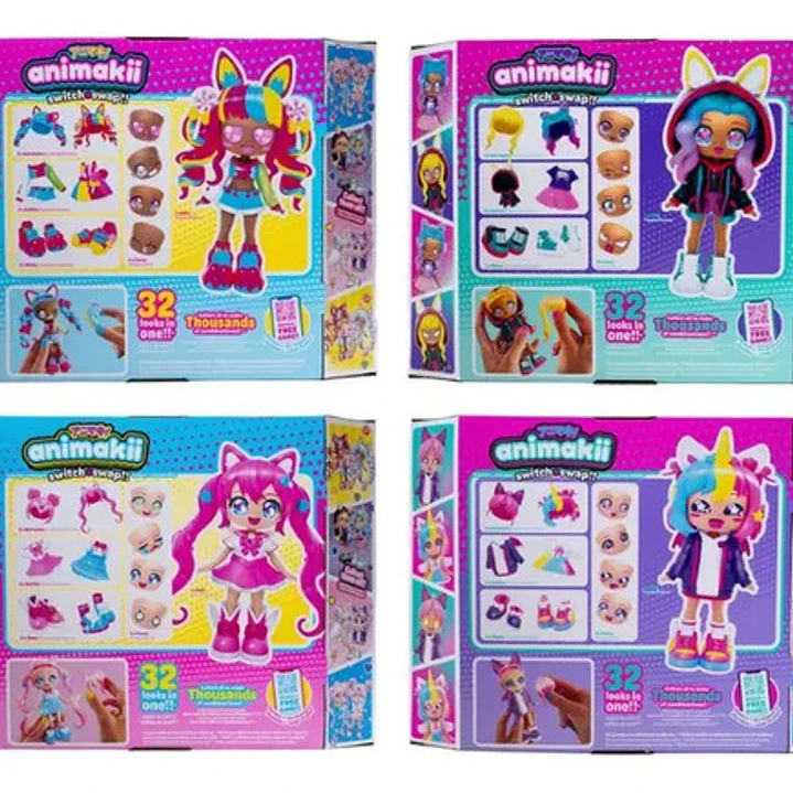 Muñeca Animakii Switch & Swap Intercambiables Kawaii 10