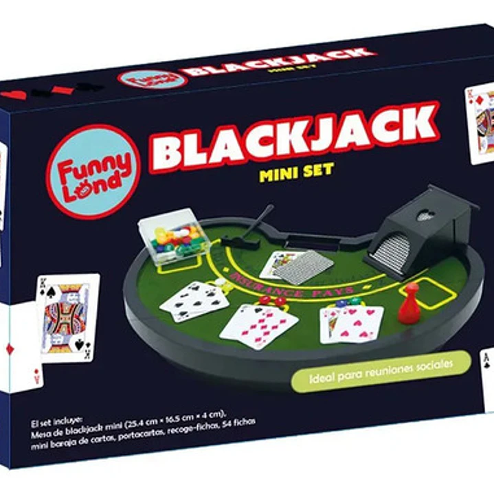 Juego De Blackjack Mini De Mesa Cartas Portacartas 54 Fichas 1