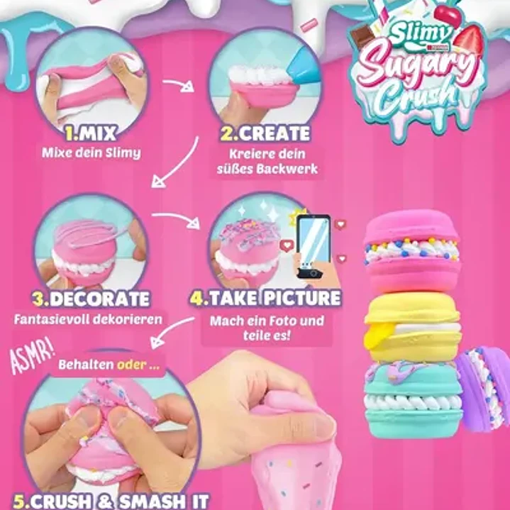 Set Slime Macarons Slimy Sugary Crush Kit Manualidades 6