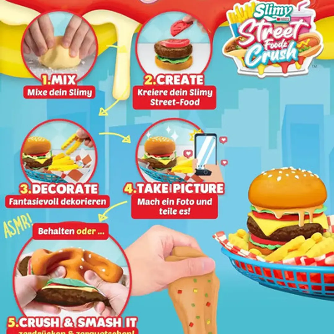 Set para Hacer Slime Hamburguesa Slimy Street Foodz Crush 5