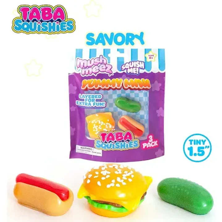 Squishies Yummy Mini Taba MushMeez, Pack de 3 de Espuma Multicolor 3