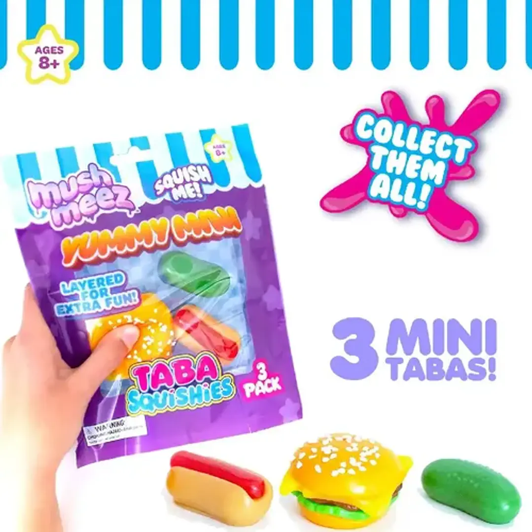 Squishies Yummy Mini Taba MushMeez, Pack de 3 de Espuma Multicolor 4