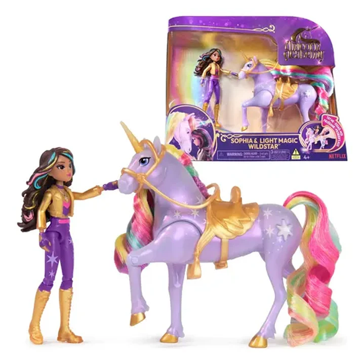 Muñeca Sophia Y Wildstar Luces Arcoíris Unicorn Academy 1