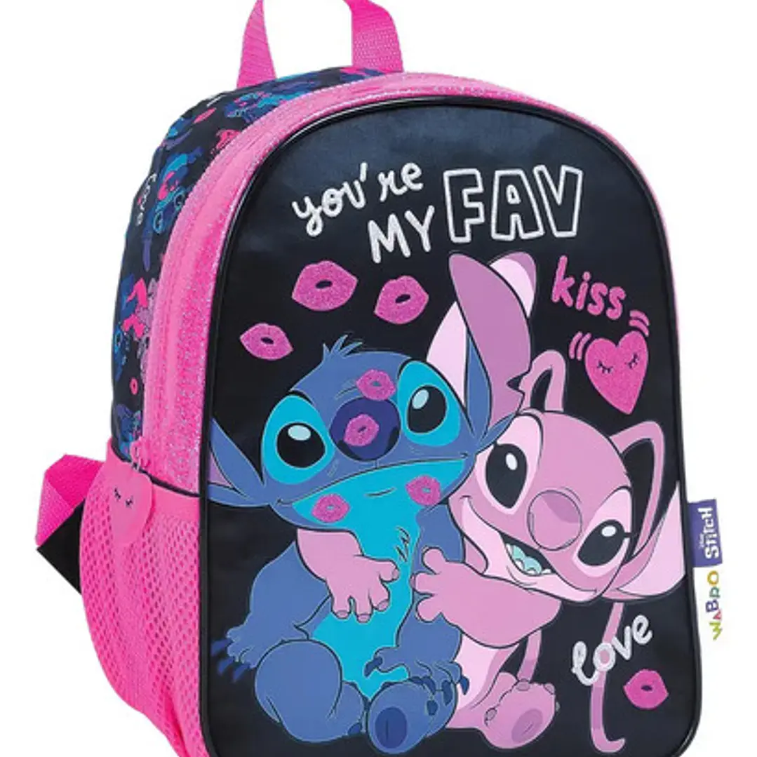 Mochila Infantil Stitch Disney Jardin Niños Negro Personajes 1