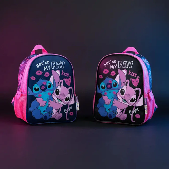 Mochila Infantil Stitch Disney Jardin Niños Negro Personajes 2