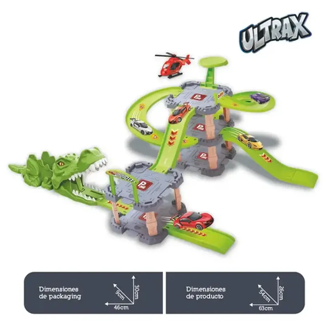 Pista De Dinosaurios Con Estacionamiento 34 Piezas Verde 3