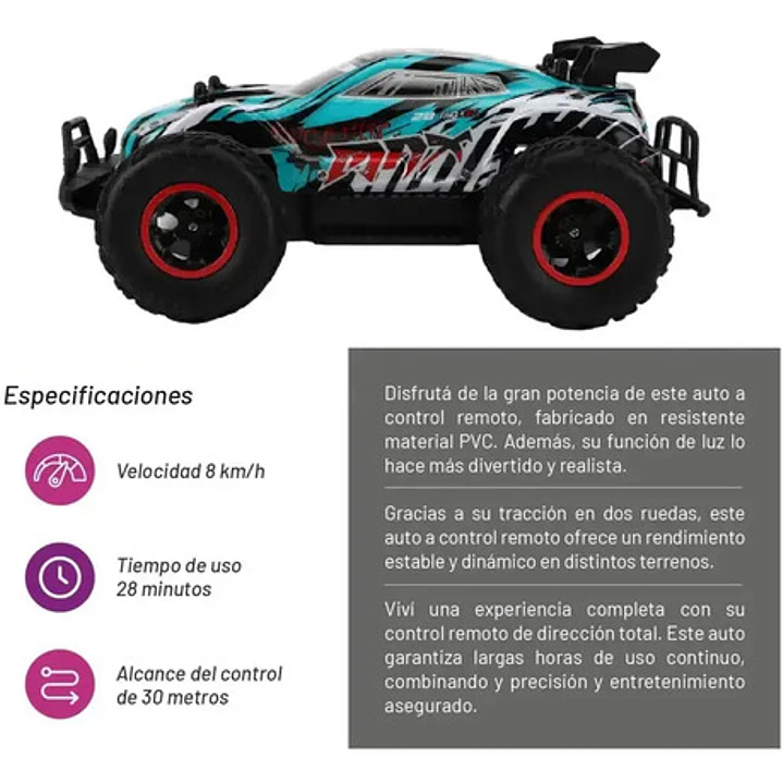 Auto Todo Terreno Control Remoto Max 1:14 (8km/h) Ultrax 7