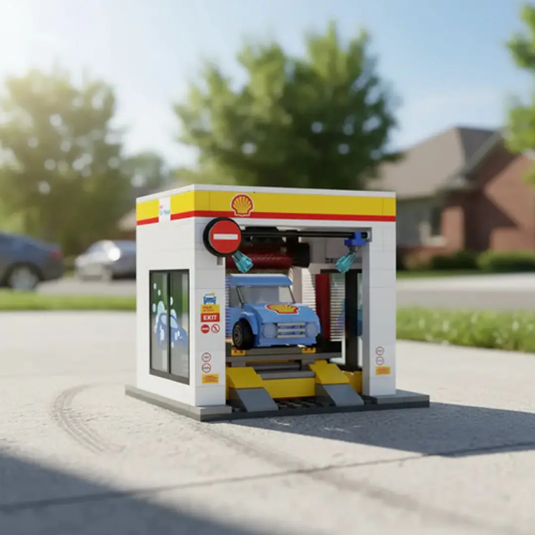 Bloques P/armar Estación Shell Lavadero De Auto 294 Pza Cada 4