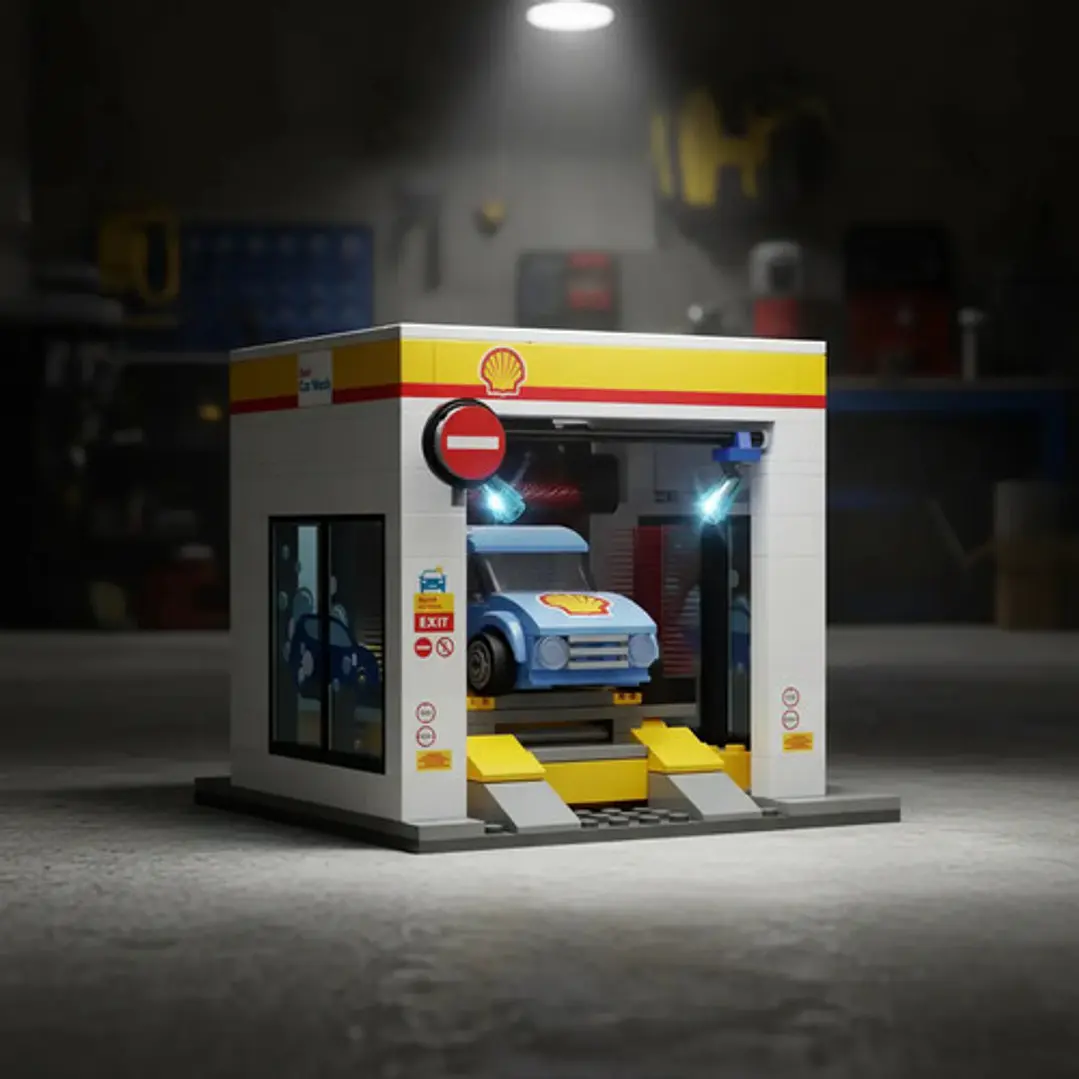 Bloques P/armar Estación Shell Lavadero De Auto 294 Pza Cada 6