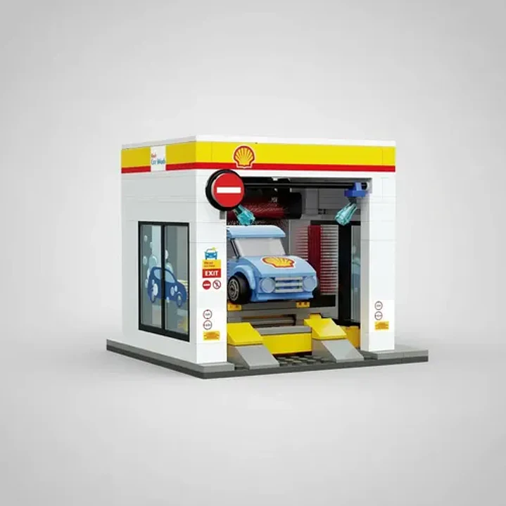 Bloques P/armar Estación Shell Lavadero De Auto 294 Pza Cada 7