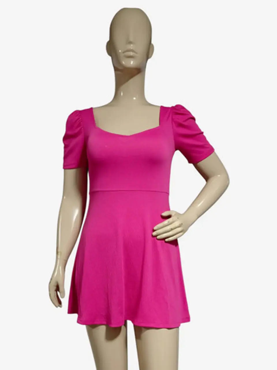 Vestido Fucsia Corto Manga Globo  H & M - Talla S 3