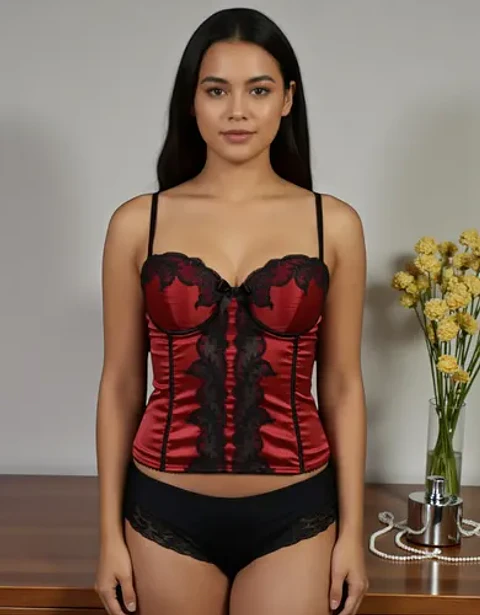 Bustier De Satén Y Encaje C&a Para Mujer Talla M