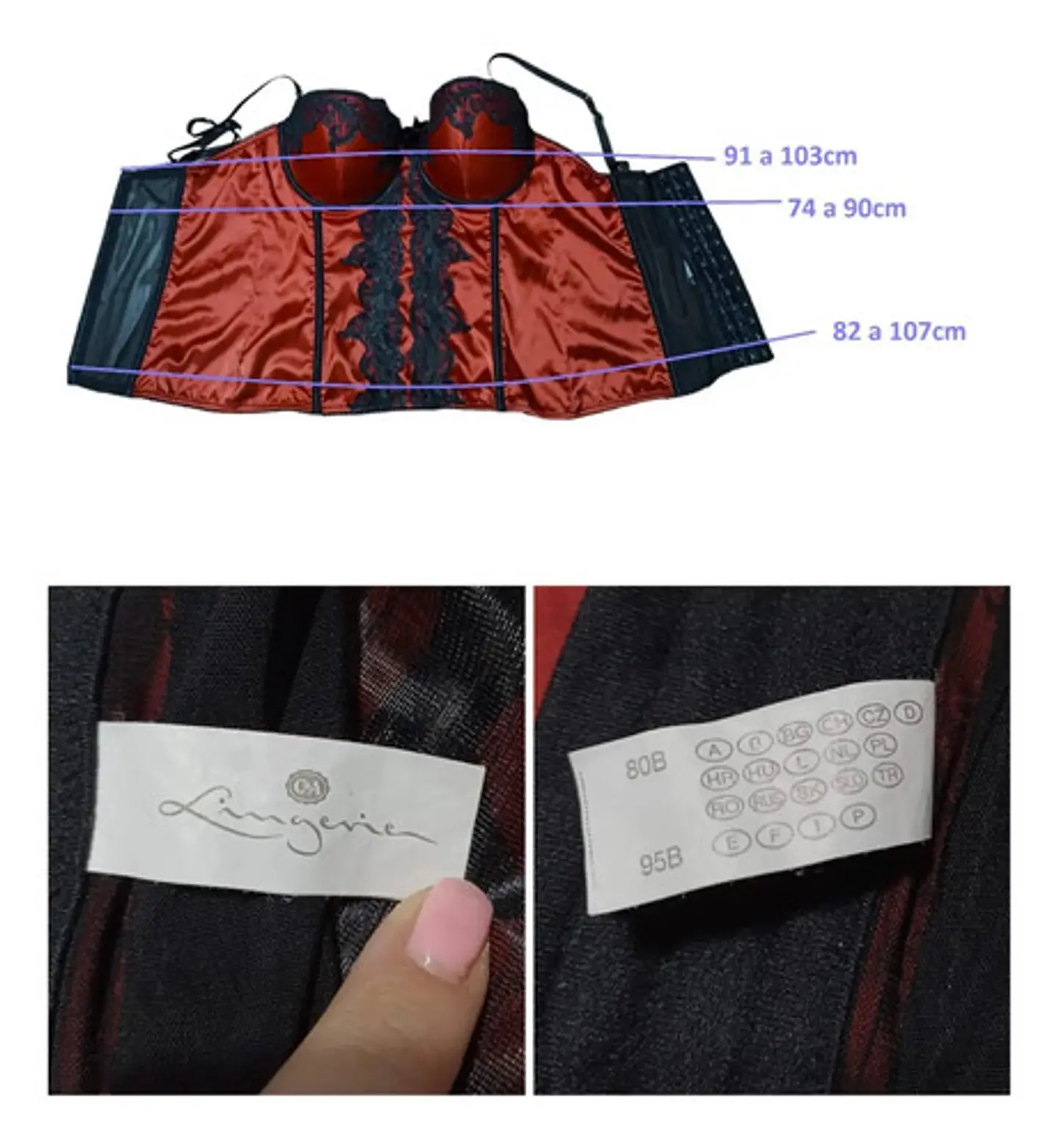Bustier De Satén Y Encaje C&a Para Mujer Talla M 9