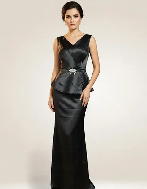 Vestido de Fiesta / Gala Corte Sirena Cintura Peplum - Talla S