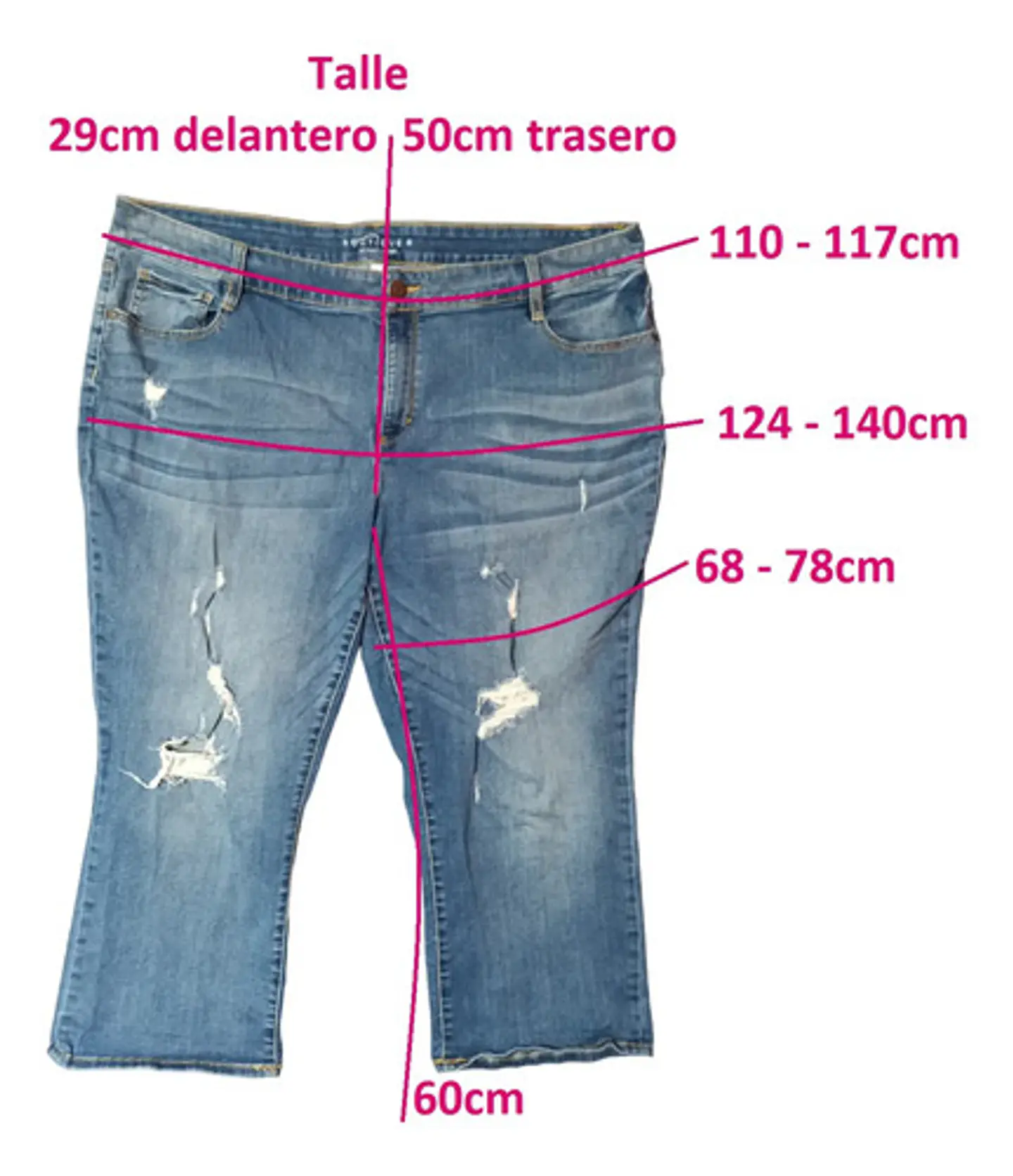 Jeans Cropped Skinny Rasgados - Talla Grande 56-58 7